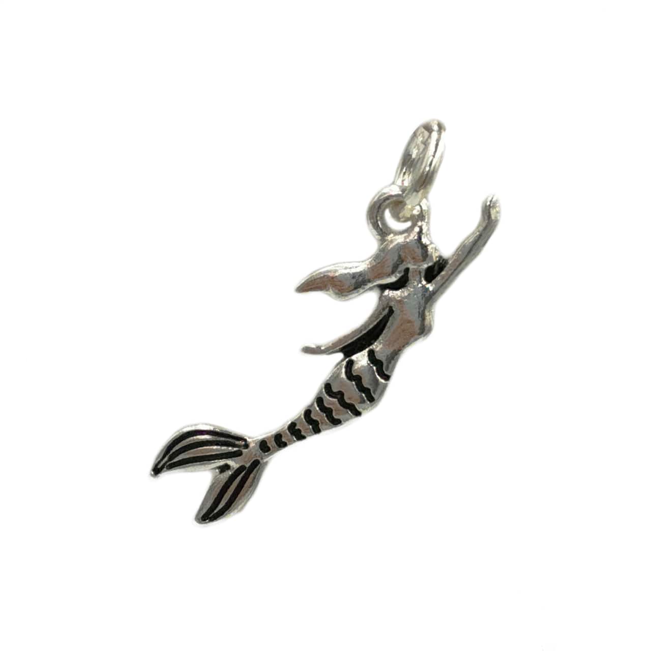 12 Pack: Charmalong™ Antique Silver Plated Mermaid Charm by Bead Landing™